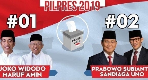 Dua pasangan calon presiden dan wakil presiden Joko Widodo-Maruf Amin dan Prabowo Subianto-Sandiaga Uno. 